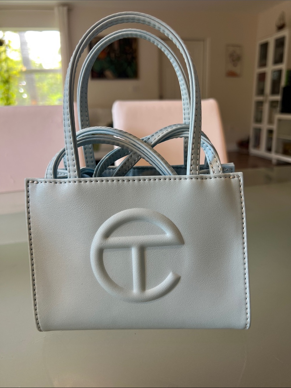 Telfar Mini Shopping Bag in Pool Blue - Picture 2 of 5